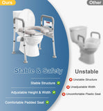 Soundfuse Toilet Seat Riser for Seniors, FSA HSA Eligible Raised Toilet Seat with Handles, Adjustable Height & Width, 400lb Handicap Elevated Toilet Seat, Fit Any Toilet
