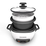16-Cup Rice Cooker, 8-Cup Uncooked Rice, Steaming Basket, Removable Non-Stick Bowl BLACK+DECKER
