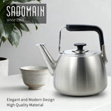 SADOMAIN Tea Kettle, Whistling Stovetop Tea Kettle, Large Capacity Teapot Suits for All Heat Source, Professional Fast Heat Technique Teapot with Thick Body and Bottom, Durable and Sturdy Tea Pot