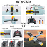 HAWK'S WORK 3 Channel RC Plane BF-109, Remote Control Airplane Ready to Fly, 2.4GHz 6-axis Gyro Stabilizer, Easy to Fly for Kids & Beginners