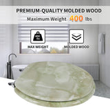 Round Toilet Seat Natural Wood Toilet Seat with Zinc Alloy Hinges, Easy to Install also Easy to Clean, Anti-pinch Marble Toilet Seat by Angol Shiold (Round, Green Marble)