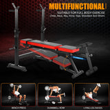 OPPSDECOR 6 in 1 900LBS Weight Bench with Leg Extension and Leg Curl, Foldable Bench Press Set and Squat Barbell Rack with Preacher Curl (Vermilionblack)