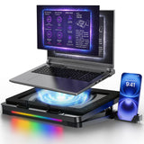 LP-3 Gaming Laptop Cooling Pad, Powerful Turbo-Fan 180+ CFM RGB Laptop Cooler, Quiet Laptop Cooling Fan Stand with Anti-Slip Pads, Height Adjustable, 3-Speed Control & LCD Design for 12"-19" Laptops
