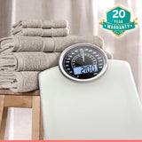 Adamson Hybrid 2-in-1 Analog & Digital Weighing Scale for Body Weight up to 400lbs + Thick Tempered Glass + Extra Large Display + Easy to Read Digital Bathroom Scale + New - White