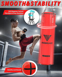 ASBRAVO Punching Bag for Adults, 4ft PU Heavy Boxing Bag Set 12OZ Gloves for MMA Muay Thai Kickboxing Training Home Gym, Martial Art (Unfilled)-Red