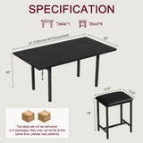 7-Piece Dining Table Set, 63" Large Extendable Kitchen Table Set with USB Charging, Metal & Wood Support
