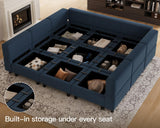 Belffin Modular Sectional Sofa with Ottomans Velvet Reversible Sleeper Sectional Sofa