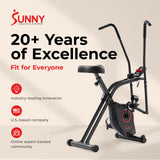 Sunny Health & Fitness Smart Total-Body X-Bike Plus Arm Exercisers, Free SunnyFit App Connection for Guided Workout