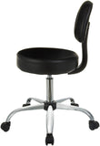 Amazon Basics Multi-Purpose Drafting Spa Bar Stool with Back Support, Upholstered, and Wheels, Black, 22.72"D x 22.72"W x 37.8"H
