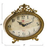 Creative Co-Op Decorative Antiqued Pewter Mantel Clock, Gold