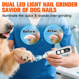 Dog Nail Trimmers Ultra Quiet Electric Pet Dog Nail Clippers Cat Nail Clipper with Led Lights Nail Grinder High Speed Nail File Electric Clippers for Grooming Small, Medium,Large Dogs and Cats (grey)