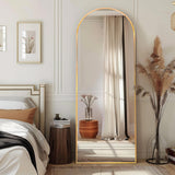 ZHUNFA 64x22 Arched Full Length Mirror Gold,Oversized Floor Standing Mirror with Rust-Resistant Aluminum Frame & Anti-Tilt Base, Modern Arched-Top Design for Bedroom, Living Room, Entryway.