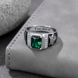 Oseew 2027 Men Graduation Custom Class High School Ring (White Gold)