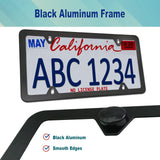 BGGTMO Front License Plate Mounting Kit- Universal License Plate Bracket & Black Aluminum Car Tag Frame for 2 Drill Hole Front Bumper, Adapter Holder with Anti-Theft Screws Bolts Caps Cover Fastener