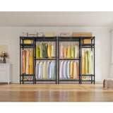 VIPEK V2 Heavy Duty Clothes Rack, Portable Metal Clothing Racks with 4 Tiers Adjustable Wire Shelving & 3 Hanging Rods, Freestanding Wardrobe Portable Closet Rack, Max Load 700LBS, Black