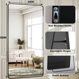 HARRITPURE 80"x40" Oversized Full Length Mirror - Rectangular Black Aluminum Frame Floor Mirror with Stand for Bedroom, Living Room, Cloakroom, Full Body Reflection
