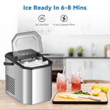 Countertop Ice Maker, 26 lbs in 24 Hours, 9 Bullet Ice Cubes Ready in 6 Mins, Portable Ice Machine with Handle, 2 Sizes Ice Cubes