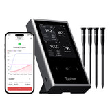 Typhur Sync Wireless Meat Thermometer Quad | 4 Probes | 6 Sensors | LCD Display | WiFi and Bluetooth 5.3 | Improved Stability and Range | IPX8 Waterproof
