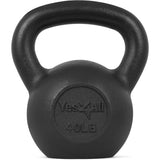 Yes4All Solid Cast Iron Kettlebell Weights Set – Great for Full Body Workout and Strength Training, K - Black 40lb