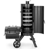 Captiva Designs Charcoal Vertical Smoker Grill and Offset Smoker Grill Combo, Extra Large Outdoor Barrel BBQ Meat Smoker