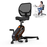 HitGo Ergonomic Office Chair with Exercise Bike, 330LBS Under-Desk Bike with 9-Level Height-Adjustable Seat, 8-Level Resistance, Rolling Wheels, Quiet Fitness for Home Office (Black)
