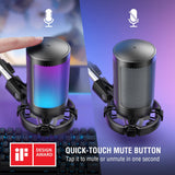 Gaming PC USB Microphone, Podcast Condenser Mic with Boom Arm, Pop Filter, Mute Button for Streaming, Twitch, Online Chat, RGB Computer Mic for PC Gamer Youtuber-AmpliGame A6T FIFINE
