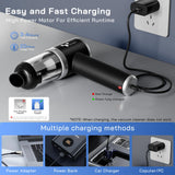 helloleiboo Handheld Car Vacuum Cleaner 16000PA Car Vacuum Portable Cordless 120W High Power 4-in-1 Mini Vacuum Cleaner Rechargeable & Air Duster Multi-Nozzles for Home Office Pet（Black）