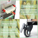 BEILOCKERY 110V AC or 24V DC Electric Sugarcane Juice Extractor with Casters, 350W Suger Cane Squeezing Juicer with 3 Rollers, with a 110V to 24 Transformer, 2.4" Cane Inlet Size