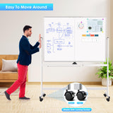 maxtek Rolling Whiteboard, 48x36 Large Magnetic White Board with Stands, Big Double-Sided White Board Dry Erase on Wheels for Homeschool, Home Office, Office, School (Silver, 48 x 36) maxtek