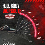 Adjustable Weight Bench - Professional Grade Fitness Equipment for Full Body Workout. Larger Size, Heavy-Duty Steel Construction, 8-Position Backrest, Foldable Design, Ready to Use Maple99