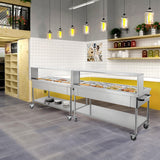 ROVSUN 96QT Steam Table, 12-Pan Electric Commercial Food Warmer, Stainless Steel Bain Marie w/Temperature Control Acrylic Shield Overshelf Undershelf & Lid for Buffet Restaurant