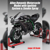 PLAYBUDDY Motorcycle Model for Adult, 1/7 Scale Motorcycle V4 Top Edition with Ignition System & Smoke Spray, for Biker