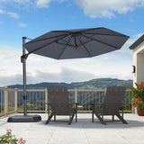 PURPLE LEAF Cantilever Umbrella 10 Feet Round 360° Rotation Light Grey