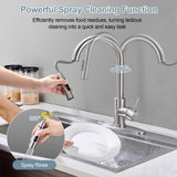 TOYWIA Kitchen Faucets with Pull Down Sprayer, Brushed Nickel Single Handle High Arc Stainless Steel Sink Faucet with Deck Plate, 1 or 3 Hole Deck Mount for RV, Bar, Farmhouse, Laundry, Outdoor