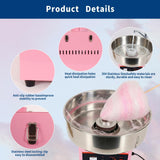 1000W Commercial Electric Cotton Candy Machine, Floss Maker Machine w/ 20 inch Stainless Steel Bowl, Sugar Scoop, Ideal for Birthday New Year Party Gifts - Pink