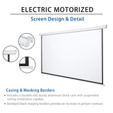 Kayle 120" Motorized Projector Screen Electric Diagonal Automatic Projection 16:9 HD Movies Screen for Home Theater Presentation Education Outdoor Indoor W/Wireless Remote, Wall/Ceiling Mount (White)