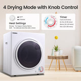 Kaelara Portable Dryers for Laundry 1500W, 3.5 cu.ft Apartment Dryer with 4 drying Mode, Front Load Electric Dryer for RVs and Apartments, White