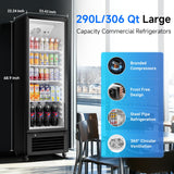BODEGACOOLER Beverage Refrigerator, 290L/306 Qt Commercial Refrigerator For Kitchen, Home,Office and Garage, 264 Cans & 120 Bottles