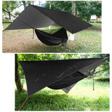 YCD Oversized rain Rope tarp and Camping Hammock with Mosquito net, Portable Single Double Hammock with Tree Strap Hammock Set for Camping, Backpacking hikes, Outdoor Backyard（Black）