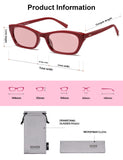 SOJOS Trendy Cat Eye Polarized Sunglasses for Women Men, Retro 90s Y2K Small Thin Rectangle Sunnies SJ2670, Red/Light Red Tint