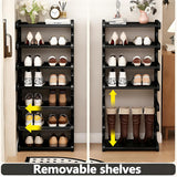 39" Bamboo Shoe Rack - Vertical Shoe Organizer Rack for Small Space, Narrow Shoe Tower for Closet, Entryway, Corner, Tall Shoe Shelf with Removable Shelves, Flexible Storage Shelf for Saving Space