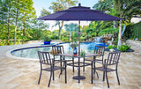 PHI VILLA 5 Pcs Outdoor Dining Set with 10ft Umbrella
