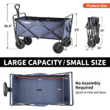 FENSMILE Collapsible Folding Cart, Heavy Duty 220Lbs Capacity, Foldable Utility Cart for Outdoor Camping, Grocery, Sports, Beach, All Terrain