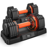 FLYBIRD Adjustable Dumbbell Set of 2, 25LB x 2, Men/Women