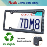 BGGTMO American Flag License Plate Frames- Patriotic USA Stars and Stripes Plastic Car Tag Holder Cover (Gloss on Matte Black) with Screws