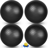 Leyndo 4 Pcs 26 Inch Yoga Exercise Ball Pilates Pregnancy Birthing Fitness Ball with Quick Pump Anti Burst for Improved Posture, Balance, Yoga, Pilates, Training(Black)
