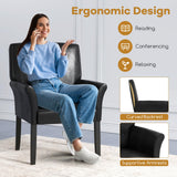 GIANTEX Office Guest Chair, Upholstered Faux Leather Chair with Arms & Rubber Wood Legs, Comfy Reception Chair, Executive Accent Armchair, Side Chair for Waiting Room, Meeting Room, Living Room