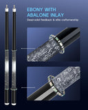 KONLLEN Carbon Fiber Pool Cue, Low Deflection Shaft with Pro Taper, Ebony Inlay Design, 11.8mm Tip, Adjustable Weight System