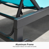 PURPLE LEAF Pool Chaise Lounge with Wheels, Fade-Resistant, Turquoise Blue