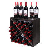 Wine Rack Cabinet countertop Wooden Stackable Storage Retro Cube 24 Bottles freestanding Floor Wine Holder Stand (Black) FDHUIJIA